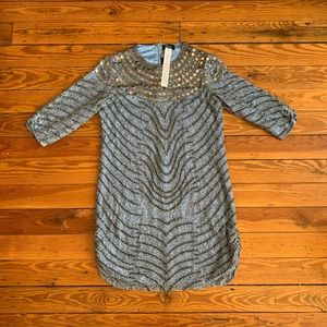 Parker Black NWT blue beaded dress size 10